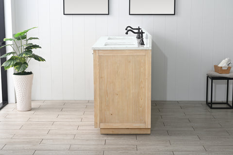 Brady 60" Mid-century Vanity Set with Carrara White Quartz Top - Teak White