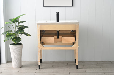 Clara 30" Single Bathroom Vanity Set - Teak White