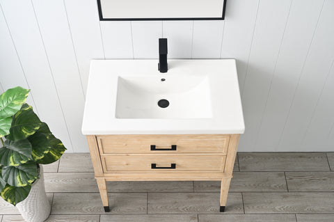 Clara 30" Single Bathroom Vanity Set - Teak White