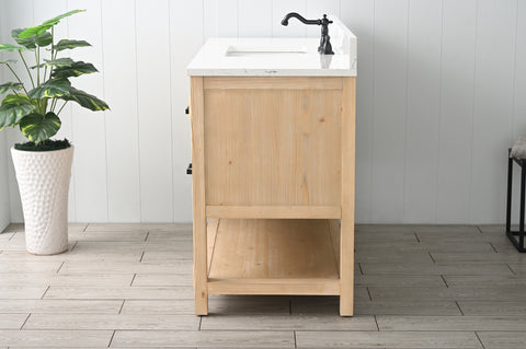 Harvey 48" Rustic Modern Farmhouse Vanity with Carrara White Top - Teak White