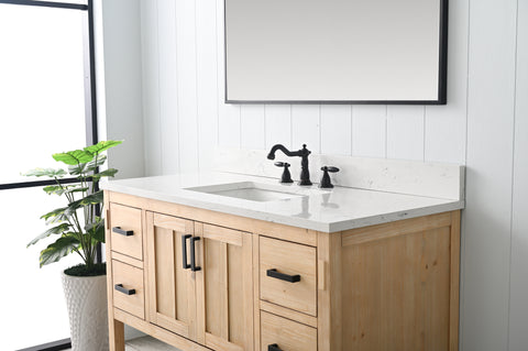 Harvey 48" Rustic Modern Farmhouse Vanity with Carrara White Top - Teak White