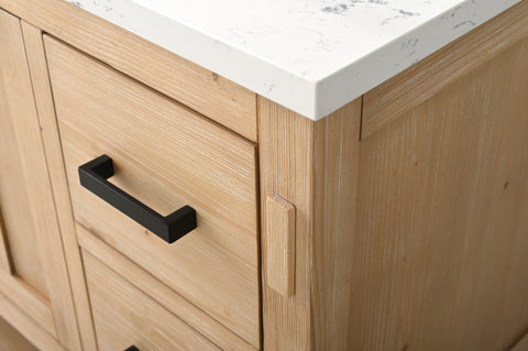 Harvey 48" Rustic Modern Farmhouse Vanity with Carrara White Top - Teak White
