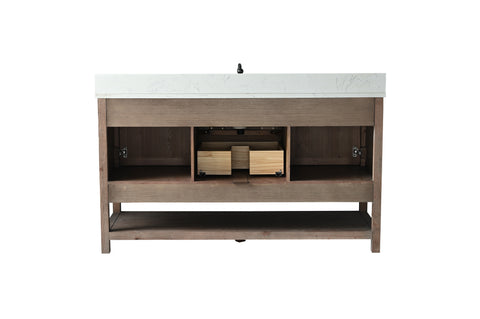 Harvey 60" -  Rustic Modern Farmhouse Vanity with Carrara White Top - Brown Spruce (Single Sink) (SOLD OUT)