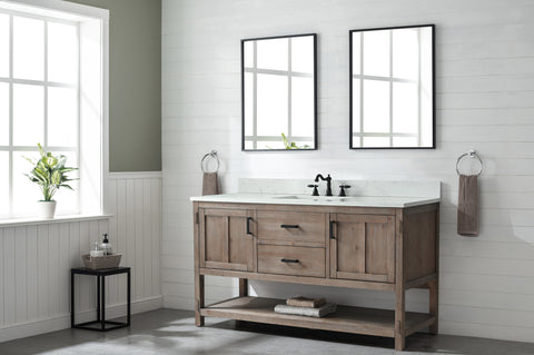 Harvey 60" -  Rustic Modern Farmhouse Vanity with Carrara White Top - Brown Spruce (Single Sink) (SOLD OUT)
