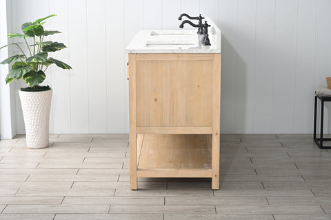 Harvey 60" Rustic Modern Farmhouse Vanity with Carrara White Top - Teak White