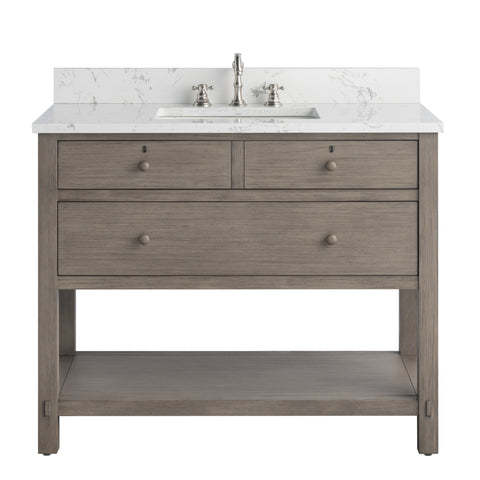 Katie 42" Modern Farmhouse Vanity with Carrara White Top - Driftwood Gray
