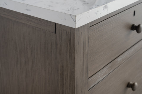 Katie 42" Modern Farmhouse Vanity with Carrara White Top - Driftwood Gray
