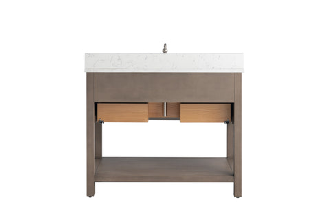 Katie 42" Modern Farmhouse Vanity with Carrara White Top - Driftwood Gray