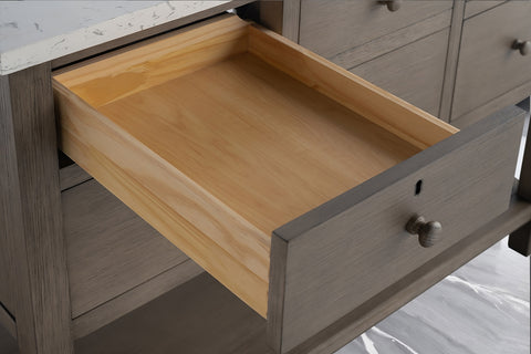 Katie 48" Modern Farmhouse Vanity with Carrara White Top - Driftwood Gray