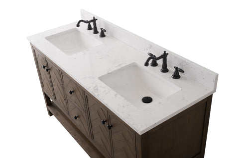 Landon 60" Modern Herringbone Pattern Bathroom Vanity