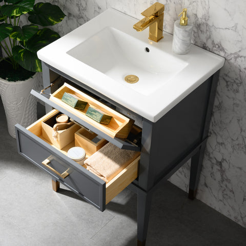 Clara 24" Single Bathroom Vanity Set - Dark Gray