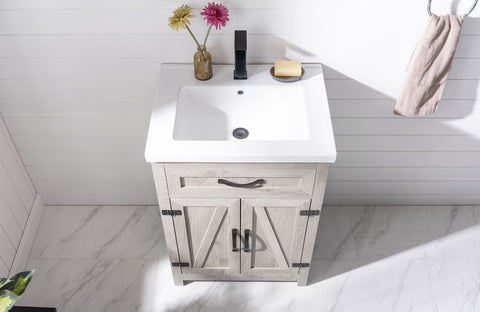 Ethan 24" Modern Farmhouse Bathroom Vanity Set - Gray Wash