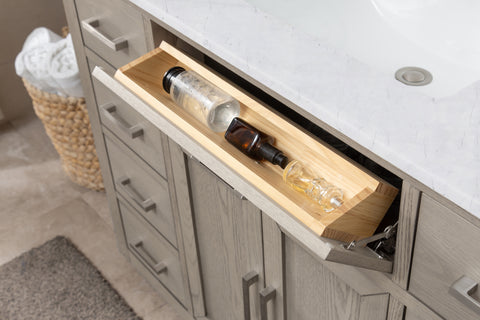 Grace 48" Mid-century Vanity Set with Carrara White Top - Antique Gray Oak (SOLD OUT)