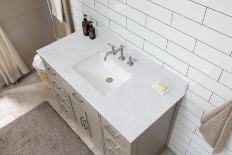 Grace 48" Mid-century Vanity Set with Carrara White Top - Antique Gray Oak (SOLD OUT)