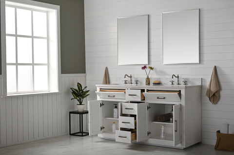 Grace 60" Vanity Set with Carrara White Top - White