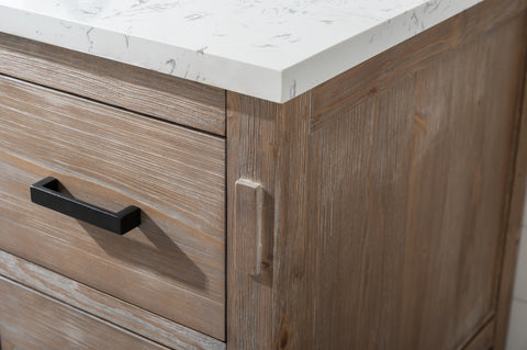 Harvey 42" Rustic Modern Farmhouse Vanity with Carrara White Top - Brown Spruce (SOLD OUT)