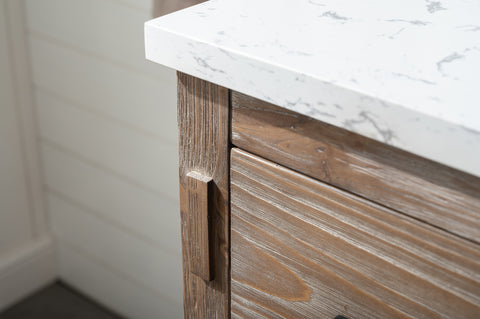 Harvey 42" Rustic Modern Farmhouse Vanity with Carrara White Top - Brown Spruce (SOLD OUT)