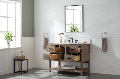 Harvey 42" Rustic Modern Farmhouse Vanity with Carrara White Top - Brown Spruce (SOLD OUT)