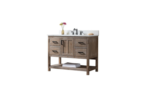Harvey 42" Rustic Modern Farmhouse Vanity with Carrara White Top - Brown Spruce (SOLD OUT)
