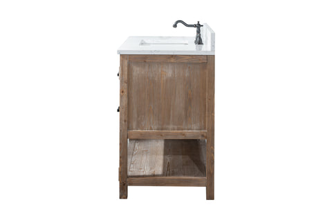 Harvey 42" Rustic Modern Farmhouse Vanity with Carrara White Top - Brown Spruce (SOLD OUT)