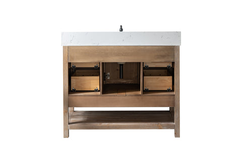 Harvey 42" Rustic Modern Farmhouse Vanity with Carrara White Top - Brown Spruce (SOLD OUT)