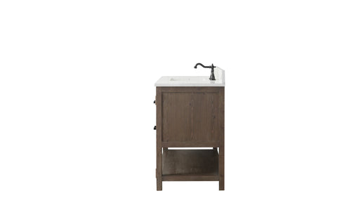 Harvey 48" Rustic Modern Farmhouse Vanity with Carrara White Top - Brown Spruce