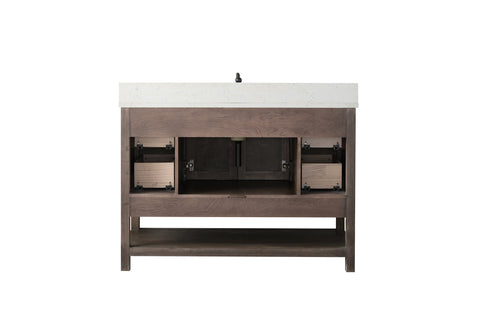 Harvey 48" Rustic Modern Farmhouse Vanity with Carrara White Top - Brown Spruce