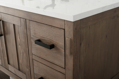 Harvey 48" Rustic Modern Farmhouse Vanity with Carrara White Top - Brown Spruce