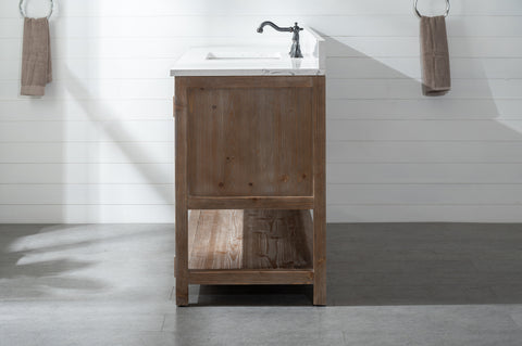 Harvey 54" Rustic Modern Farmhouse Vanity with Carrara White Top - Brown Spruce