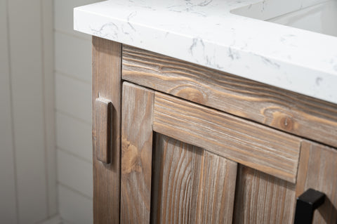 Harvey 60" Rustic Modern Farmhouse Vanity with Carrara White Top - Brown Spruce