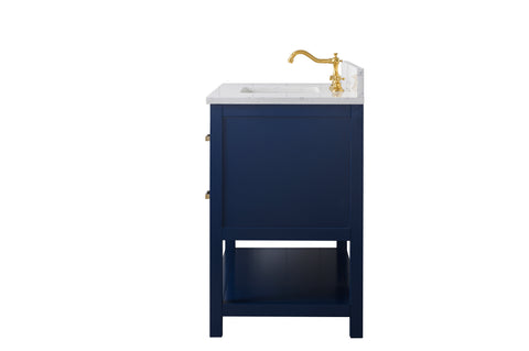 Henry 42" Modern Style Vanity with Carrara White Top - Blue