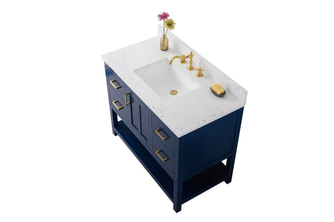 Henry 42" Modern Style Vanity with Carrara White Top - Blue