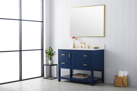 Henry 42" Modern Style Vanity with Carrara White Top - Blue
