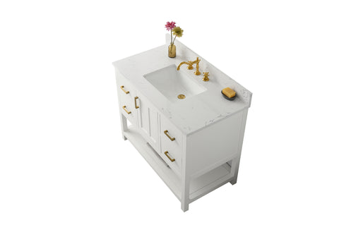 Henry 42" Modern Style Vanity with Carrara White Top - White
