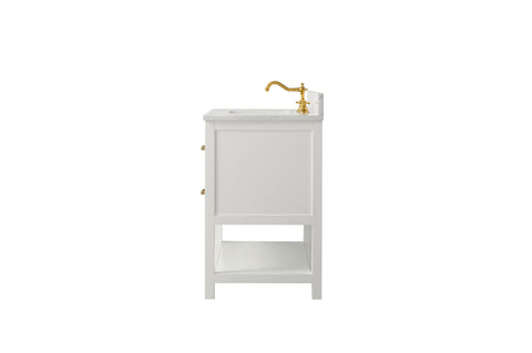Henry 42" Modern Style Vanity with Carrara White Top - White
