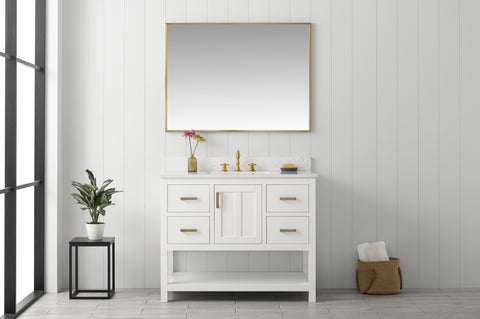 Henry 42" Modern Style Vanity with Carrara White Top - White