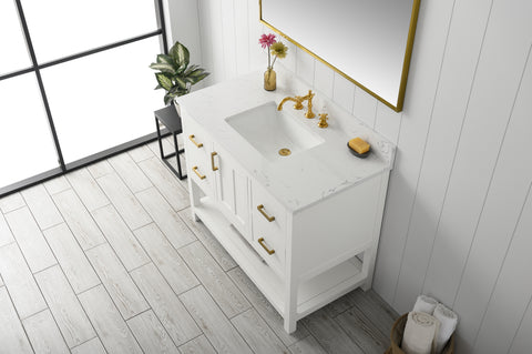 Henry 42" Modern Style Vanity with Carrara White Top - White