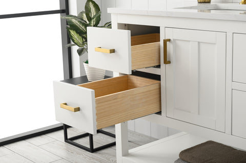 Henry 42" Modern Style Vanity with Carrara White Top - White