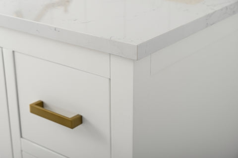 Henry 42" Modern Style Vanity with Carrara White Top - White