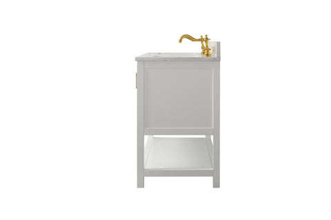 Henry 60" Modern Style Vanity with Carrara White Top - White