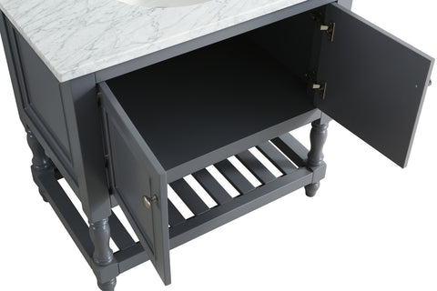 Silvia 36" Vanity Set with White Italian Carrara Marble Top - Charcoal（SOLD OUT）