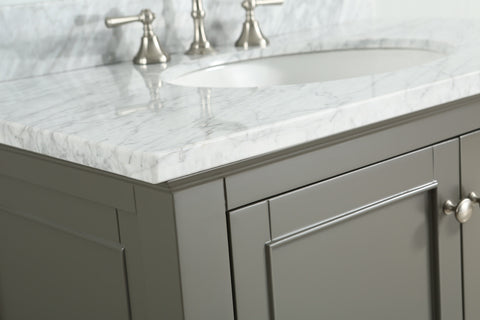 Silvia 36" Vanity Set with White Italian Carrara Marble Top - Distressed Gray