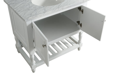 Silvia 36" Vanity Set with White Italian Carrara Marble Top - White