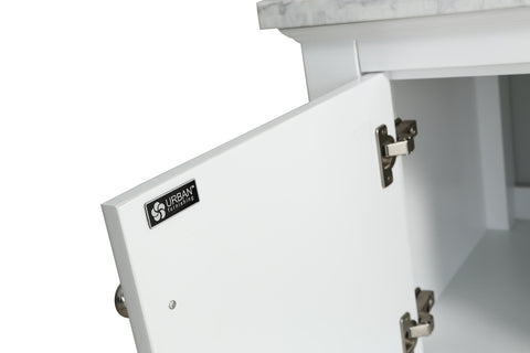 Silvia 36" Vanity Set with White Italian Carrara Marble Top - White
