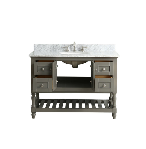 Silvia 48" Vanity Set with White Italian Carrara Marble Top - Distressed Gray