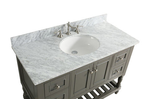 Silvia 48" Vanity Set with White Italian Carrara Marble Top - Distressed Gray