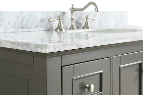 Silvia 48" Vanity Set with White Italian Carrara Marble Top - Distressed Gray