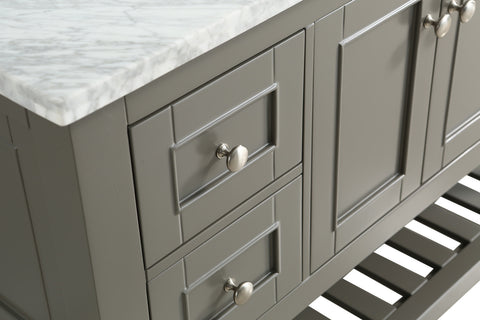 Silvia 48" Vanity Set with White Italian Carrara Marble Top - Distressed Gray