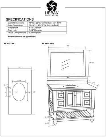 Silvia 48" Vanity Set with White Italian Carrara Marble Top - Distressed Gray